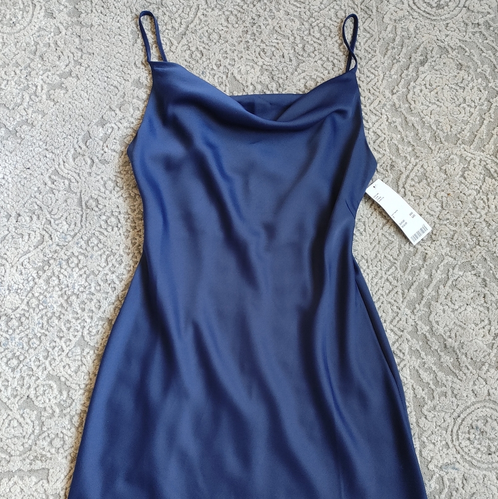 NWT Urban Outfitters Navy Satin Mini Dress